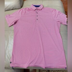 Men's Greyson Pink Striped Polo Shirt, Size XL